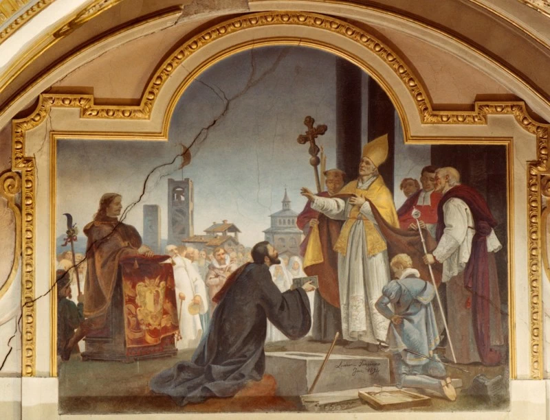 Posa della prima pietra di S. Maria del Monte Santo